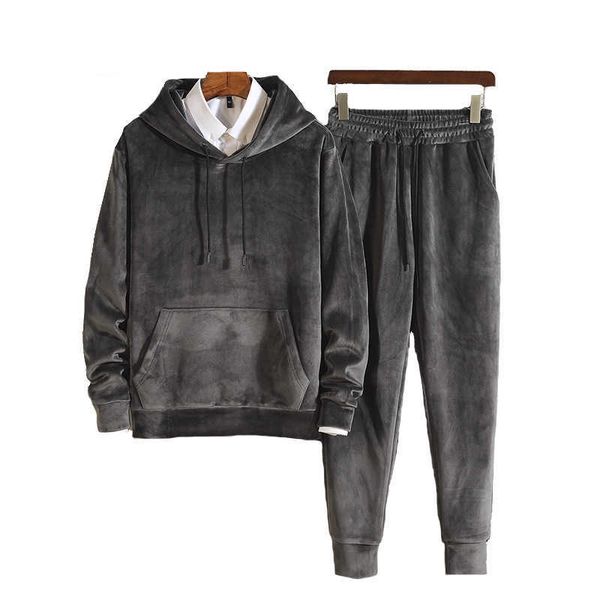 men's tracksuits new men and women winter warm hoodies gold velvet two piece set g221011, Gray
men's tracksuits new men and women winter warm hoodies gold velvet two piece set g221011, Gray