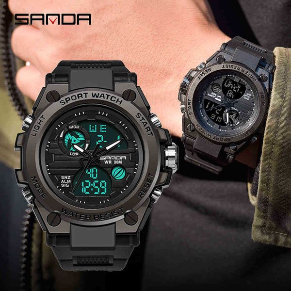 sanda outdoor sports men's watches military quartz digital led watch men waterproof wristwatch s shock watches relogio masculino x0524, Slivery;brown
sanda outdoor sports men's watches military quartz digital led watch men waterproof wristwatch s shock watches relogio masculino x0524, Slivery;brown