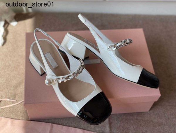 dress shoes designer miu mary jane shoe women middle heel back empty single french straight line pearl thick heels sandals, Black
dress shoes designer miu mary jane shoe women middle heel back empty single french straight line pearl thick heels sandals, Black
