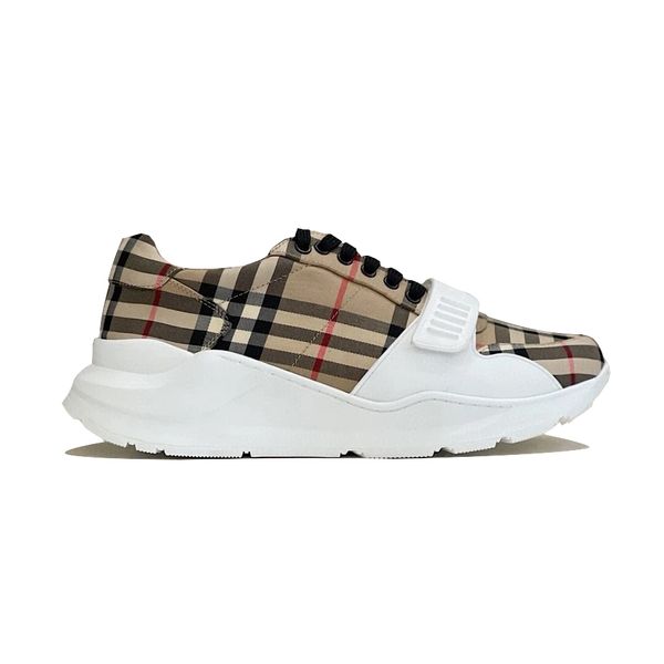Image of 8UR8ERRY Men Women Casual Shoes Vintage Plaid Cotton Sports Shoes Thick Sole Elevated Plaid Cloth Colored Casual Breathable Files Beige Sports Shoe With Box 35-45