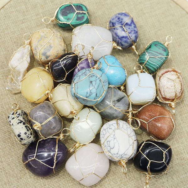 natural stone gold line wire winding pendant irregular multicolor quartz crystal agate charms jewelry necklace accessories, Silver
natural stone gold line wire winding pendant irregular multicolor quartz crystal agate charms jewelry necklace accessories, Silver