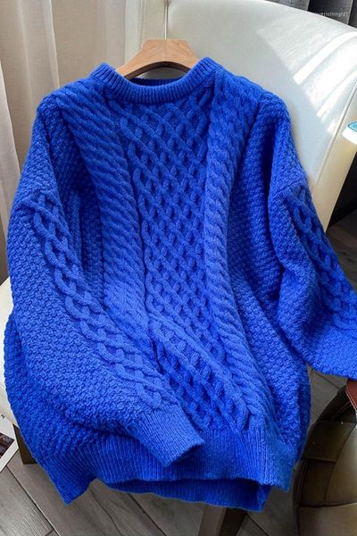 women's sweaters blue cable-knit pullover sweater outer wear women loose lazy warm knitted 2022 autumn winter clothes femininas, White;black
women's sweaters blue cable-knit pullover sweater outer wear women loose lazy warm knitted 2022 autumn winter clothes femininas, White;black