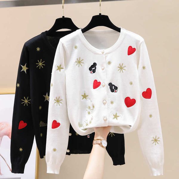 women's knits tees spring fall women's embroidery sweater cute star love heart sweet knitted cardigan thin knitwear coat long slee, White
women's knits tees spring fall women's embroidery sweater cute star love heart sweet knitted cardigan thin knitwear coat long slee, White