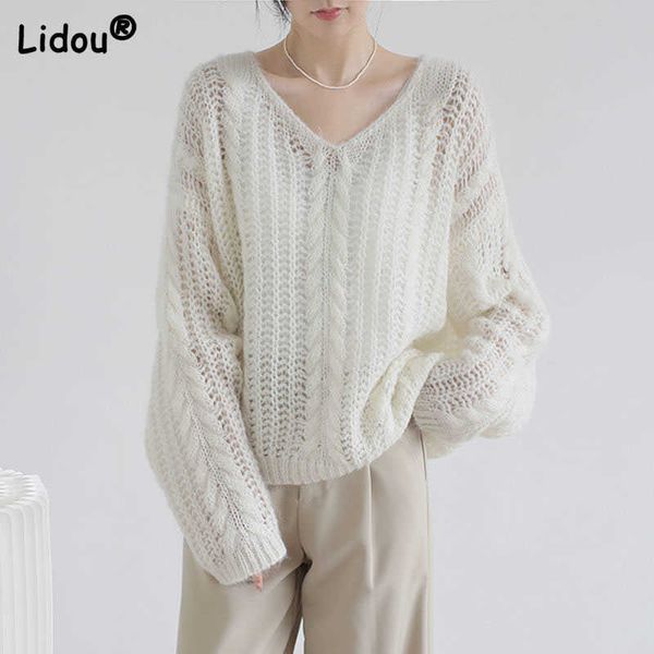 women's knits tees french women soft and sticky v-neck comfortable loose sweater 2022 pullovers lazy wind frivolous hollow out knitted, White
women's knits tees french women soft and sticky v-neck comfortable loose sweater 2022 pullovers lazy wind frivolous hollow out knitted, White