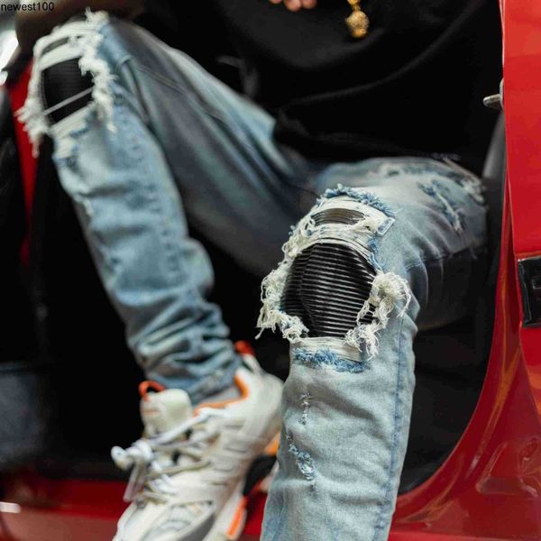 men's designer jeans amirs ripped jeans men's distressed patchwork leather fashion pants men's jeans, Blue
men's designer jeans amirs ripped jeans men's distressed patchwork leather fashion pants men's jeans, Blue