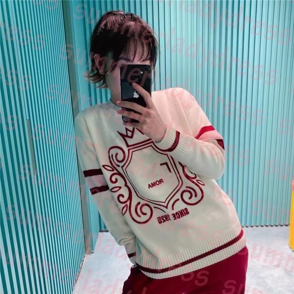 women autumn sweater contrast color knitted sweatshirts letter jacquard warm sweaters fashion pullover, White;black
women autumn sweater contrast color knitted sweatshirts letter jacquard warm sweaters fashion pullover, White;black