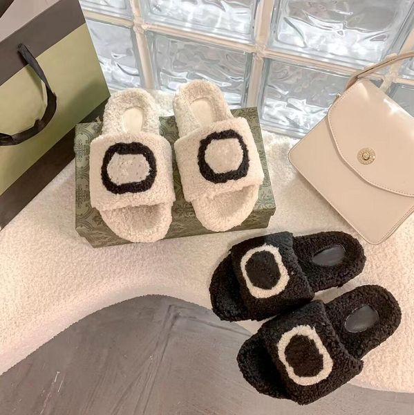 women's winter scuffs slippers flat bottom home designer slipper lamb wool open-toed leisure slipper double letter printing sandals lux, Black
women's winter scuffs slippers flat bottom home designer slipper lamb wool open-toed leisure slipper double letter printing sandals lux, Black