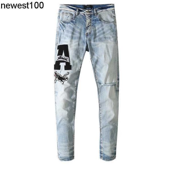men's designer jeans amirs patch embroidery knee hole scratch jeans men old washing water slim, Blue
men's designer jeans amirs patch embroidery knee hole scratch jeans men old washing water slim, Blue