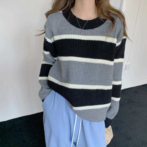 women's knits tees retro japanese lazy wind sweater women's loose autumn winter 2022 fashion new striped round neck long sleeve kn, White
women's knits tees retro japanese lazy wind sweater women's loose autumn winter 2022 fashion new striped round neck long sleeve kn, White