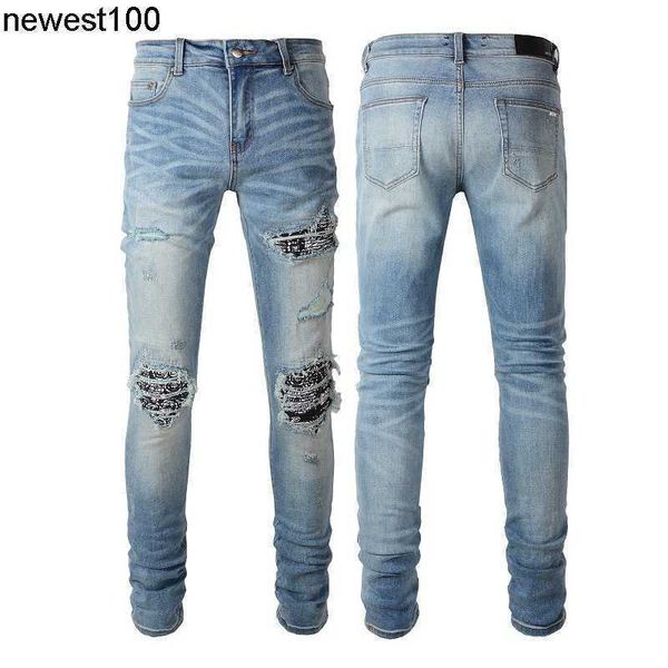 men's designer jeans autumn amirs men's pleated wrinkled pattern patch pants cashew nut flower hole slim jeans, Blue
men's designer jeans autumn amirs men's pleated wrinkled pattern patch pants cashew nut flower hole slim jeans, Blue