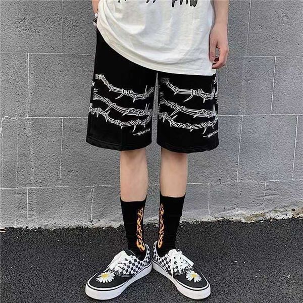 men's shorts summer trend ins dark high street hip-hop print personality casual shorts men's elastic waist tie quick-drying pants, White;black
men's shorts summer trend ins dark high street hip-hop print personality casual shorts men's elastic waist tie quick-drying pants, White;black