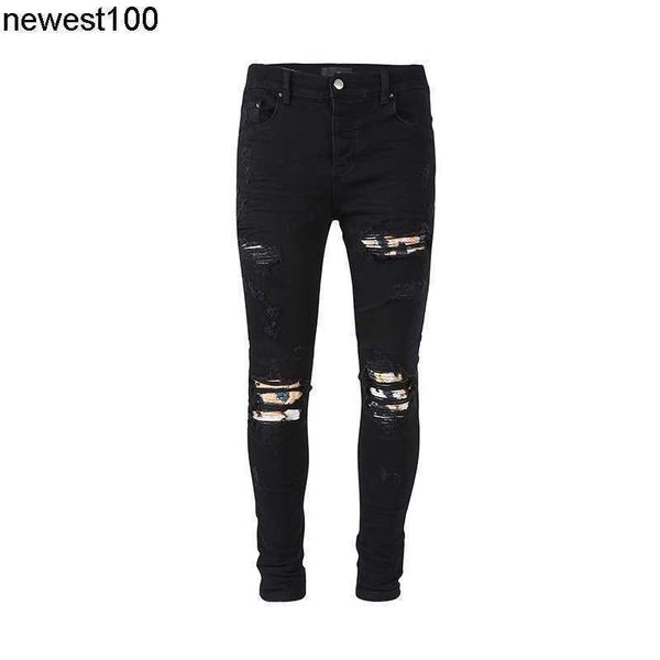 men's jeans amirs designer brand black washing water broken hole old cashew flower contrast color slim fit jeans men's, Blue
men's jeans amirs designer brand black washing water broken hole old cashew flower contrast color slim fit jeans men's, Blue