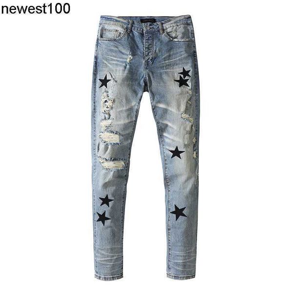 men's jeans amirs new r fire five pointed star embroidery trend versatile simple jeans men, Blue
men's jeans amirs new r fire five pointed star embroidery trend versatile simple jeans men, Blue