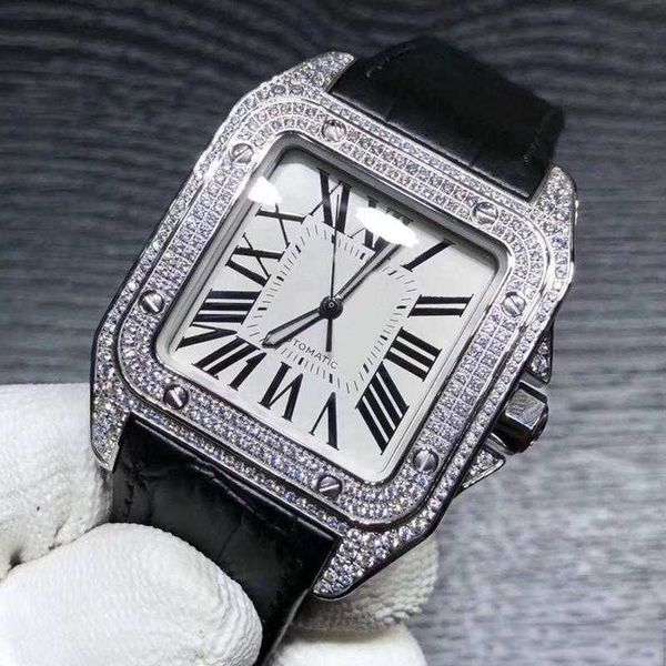 watches style automatic movement square 100 full diamond white dial real leather band male, Slivery;black
watches style automatic movement square 100 full diamond white dial real leather band male, Slivery;black