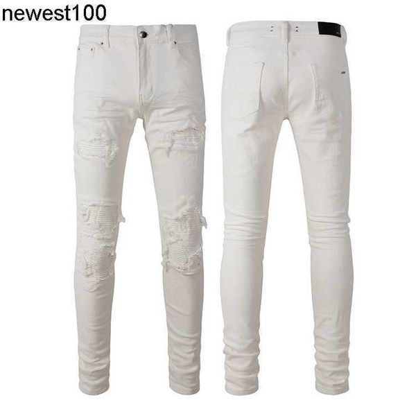 designer men's jeans amirs fashion brand white jeans street hole patch elastic slim fit leggings autumn, Blue
designer men's jeans amirs fashion brand white jeans street hole patch elastic slim fit leggings autumn, Blue