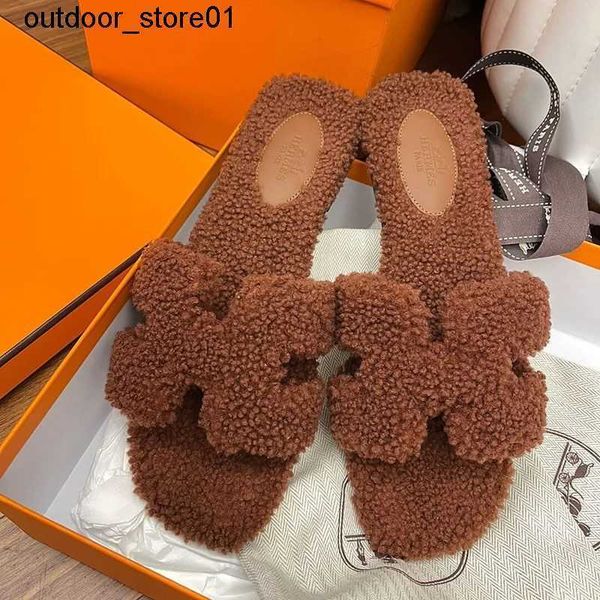 designer slippers luxury brand h wool mop flat bottom net red lamb casual flip flop, Black
designer slippers luxury brand h wool mop flat bottom net red lamb casual flip flop, Black