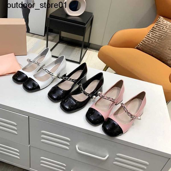 dress shoes designer miu new color matching mary jane small leather shoe spring one-line chain pearl thick heel princess sneakers, Black
dress shoes designer miu new color matching mary jane small leather shoe spring one-line chain pearl thick heel princess sneakers, Black