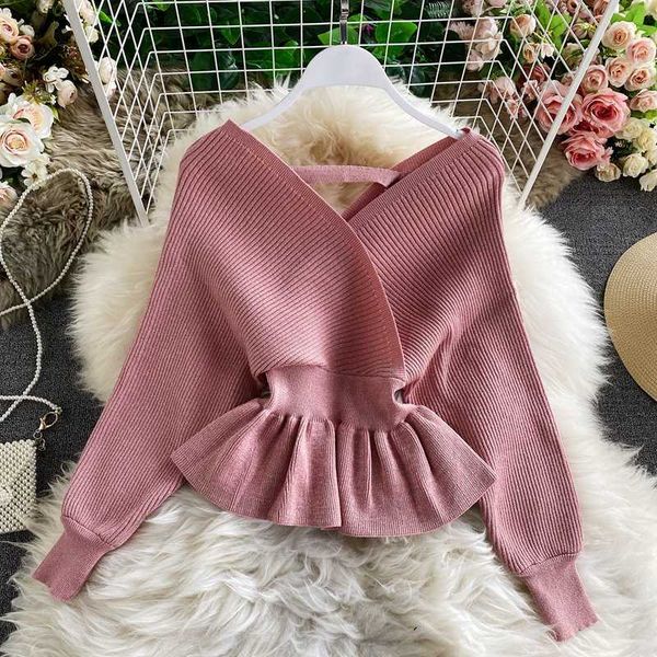 women's knits tees women short knitted peplum woman long sleeve ruffles sweaters lady ruffles pullvoers knitwear t221012, White
women's knits tees women short knitted peplum woman long sleeve ruffles sweaters lady ruffles pullvoers knitwear t221012, White