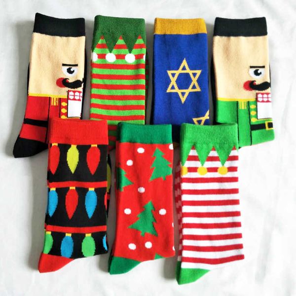 men's socks funny christmas tree series pattern cotton socks men holiday winter striped personality cartoon happy red santa claus party, Black 
men's socks funny christmas tree series pattern cotton socks men holiday winter striped personality cartoon happy red santa claus party, Black
