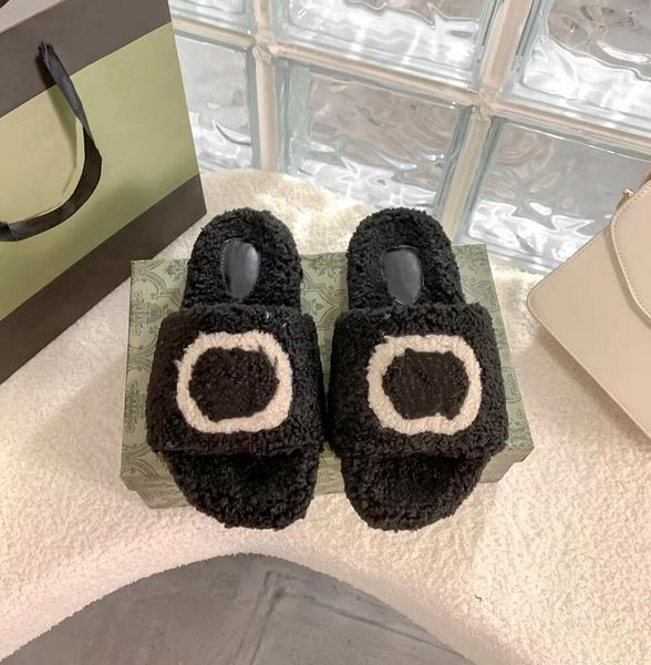 women's designer slipper winter home flat bottom scuffs slippers luxury lamb wool warmth open-toed sandals double letter printing fashi, Black
women's designer slipper winter home flat bottom scuffs slippers luxury lamb wool warmth open-toed sandals double letter printing fashi, Black