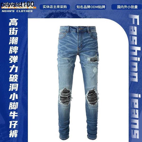 men's jeans amirs designer men's pleated jeans fashion brand elastic perforated small leg jeans men's, Blue
men's jeans amirs designer men's pleated jeans fashion brand elastic perforated small leg jeans men's, Blue