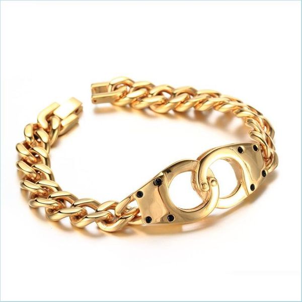 link chain fashion handcuffs design 8.66inch length stainless steel sier color gold cuban curb mens boy bracelet bangle 50g drop de dhby0, Black
link chain fashion handcuffs design 8.66inch length stainless steel sier color gold cuban curb mens boy bracelet bangle 50g drop de dhby0, Black
