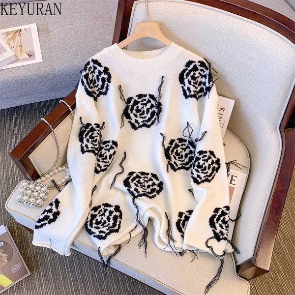 women's knits tees fringed floral print knit sweater women autumn winter elegant sweet o neck long sleeve casual pullover sweaters t221, White
women's knits tees fringed floral print knit sweater women autumn winter elegant sweet o neck long sleeve casual pullover sweaters t221, White