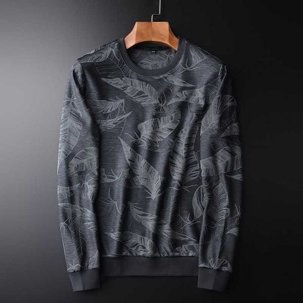 men's hoodies sweatshirts minglu spring and autumn luxury leaves pattern jacquard round collar s fashion slim fit hoodie g221011, Black
men's hoodies sweatshirts minglu spring and autumn luxury leaves pattern jacquard round collar s fashion slim fit hoodie g221011, Black