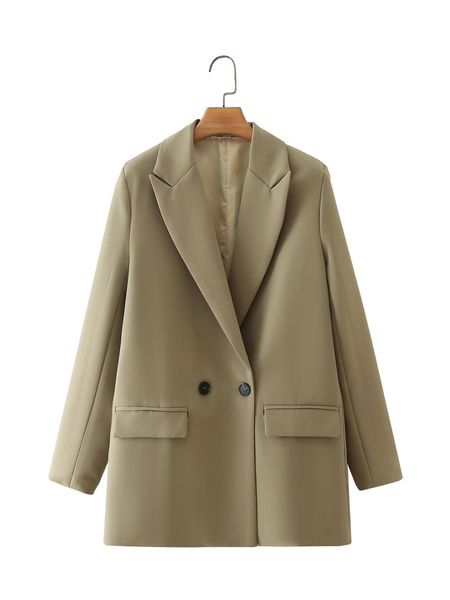 women khaki blazer coat vintage notched collar pocket 2022 fashion female casual chic, Black;brown
women khaki blazer coat vintage notched collar pocket 2022 fashion female casual chic, Black;brown