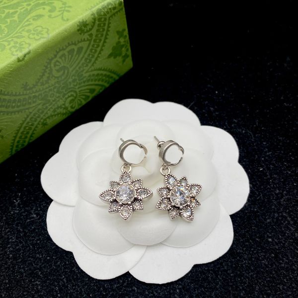 chic silver floral pendant earrings charm double letters designer studs rhinestone flower dangler ear hoops with box, Golden
chic silver floral pendant earrings charm double letters designer studs rhinestone flower dangler ear hoops with box, Golden