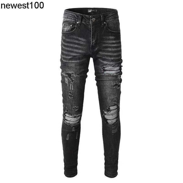 men's designer jeans amirs brand fashion men's wear pleated stitched holes men's slim fit jeans, Blue
men's designer jeans amirs brand fashion men's wear pleated stitched holes men's slim fit jeans, Blue