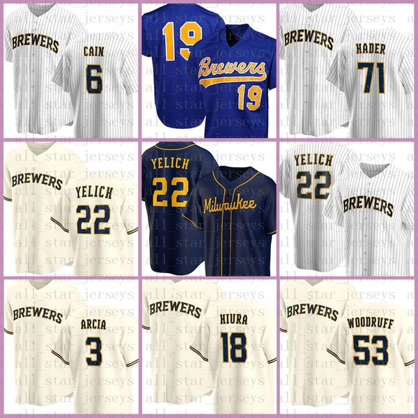college wear 22 christian yelich milwaukee custom brewers baseball jersey robin yount lorenzo cain orlando arcia keston hiura josh hader woo, Black
college wear 22 christian yelich milwaukee custom brewers baseball jersey robin yount lorenzo cain orlando arcia keston hiura josh hader woo, Black