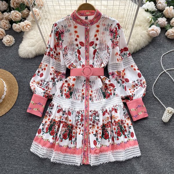 french chic and beautiful lantern sleeve dress slim waist printed hollow stitching a-line skirt, Black;gray
french chic and beautiful lantern sleeve dress slim waist printed hollow stitching a-line skirt, Black;gray