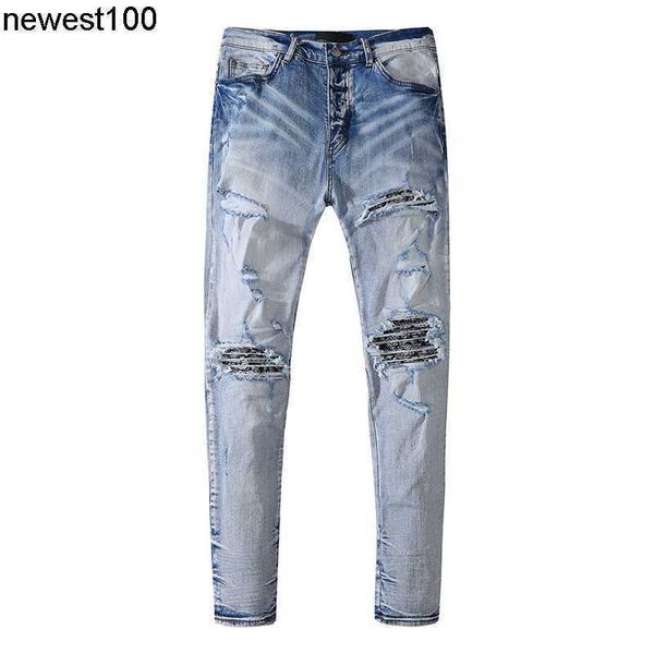 men's jeans amirs new fashion designer brand hole elastic slim fit casual, Blue
men's jeans amirs new fashion designer brand hole elastic slim fit casual, Blue