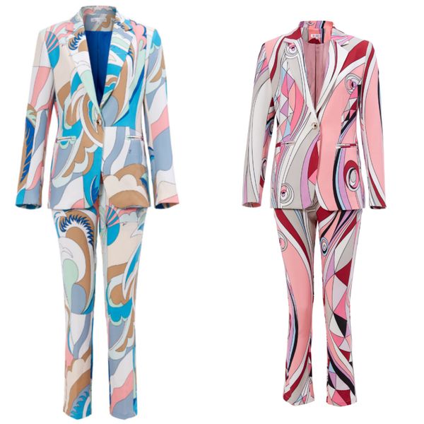 high-quality office lady classic suits printed one-button cotton blend blazer and pants, White;black
high-quality office lady classic suits printed one-button cotton blend blazer and pants, White;black