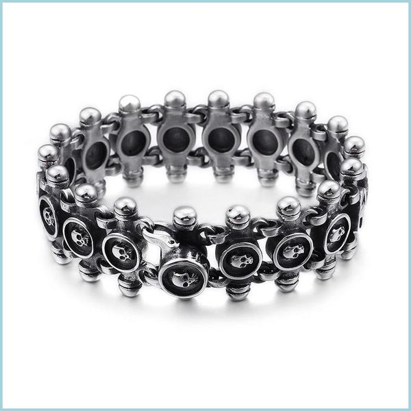 link chain punk rocker skl bracelet for men quality stainless steel massive jewellery gothic 26mm wide mens friendship bracelets dr dh6qa, Black
link chain punk rocker skl bracelet for men quality stainless steel massive jewellery gothic 26mm wide mens friendship bracelets dr dh6qa, Black