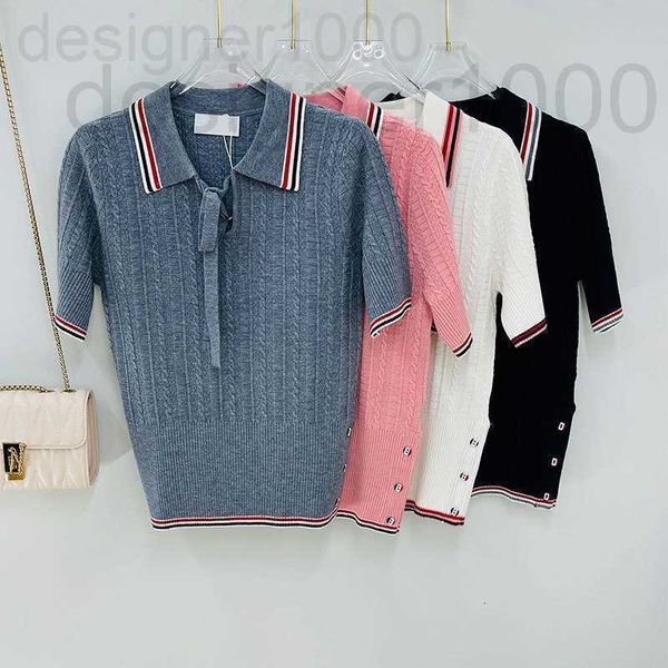 women's knits & tees designer tb summer polo collar short sleeve sweater college style bow tie lapel twist pattern thin woman 0o24, White
women's knits & tees designer tb summer polo collar short sleeve sweater college style bow tie lapel twist pattern thin woman 0o24, White