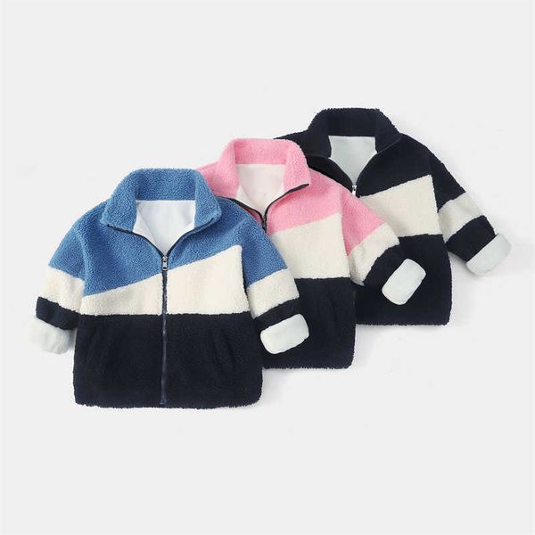 

Children's Lamb Fleece Coat Korean Version Boys' and Girls' Wear Fleece Warm Colored Children's Clothes, Black