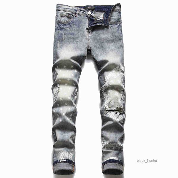 men's jeans amirs designer fashion brand co branded hole washing elastic locomotive grey slim jeans, Blue
men's jeans amirs designer fashion brand co branded hole washing elastic locomotive grey slim jeans, Blue