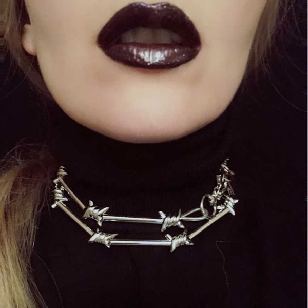 pendant necklaces hip-hop barbed wire brambles chain necklace punk flame necklace clavicle rock chain bracelet oorbellen collar ladies jewel, Silver
pendant necklaces hip-hop barbed wire brambles chain necklace punk flame necklace clavicle rock chain bracelet oorbellen collar ladies jewel, Silver