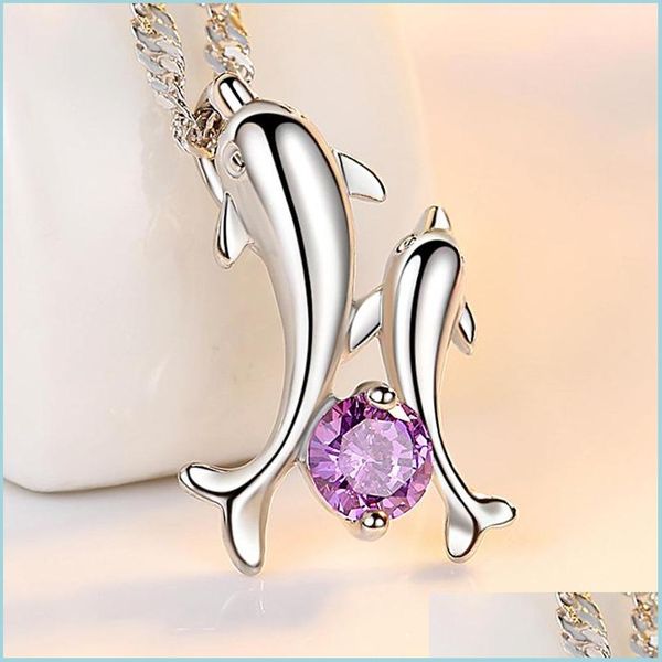 pendant necklaces 925 sterling sier new woman fashion jewelry crystal zircon dolphin dancing pendant necklace length 45cm drop deliv dh4yn, Silver
pendant necklaces 925 sterling sier new woman fashion jewelry crystal zircon dolphin dancing pendant necklace length 45cm drop deliv dh4yn, Silver