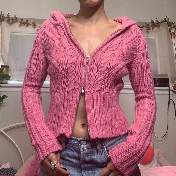 women's knits tees retro kink knitted sweater with hooded autumn spring long sleeve crop knitwear y2k aesthetics vintage zip up cardiga, White
women's knits tees retro kink knitted sweater with hooded autumn spring long sleeve crop knitwear y2k aesthetics vintage zip up cardiga, White
