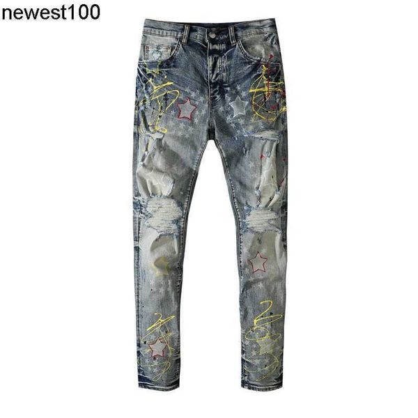 men's jeans amirs station graffiti series jeans men's designer autumn paint printing color painting elastic hole pasted cloth legg, Blue
men's jeans amirs station graffiti series jeans men's designer autumn paint printing color painting elastic hole pasted cloth legg, Blue