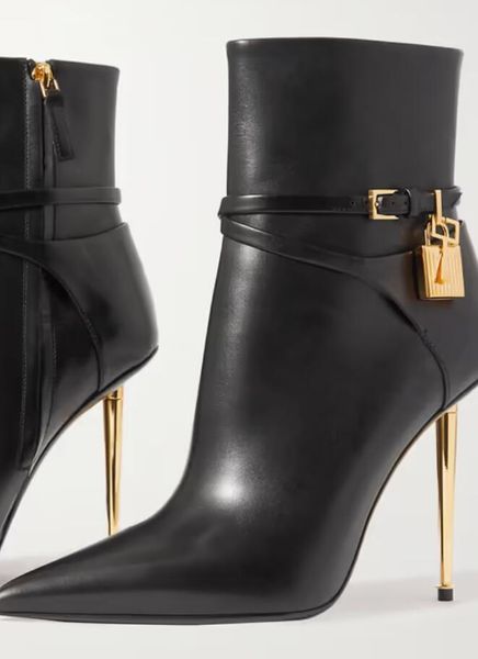 tom-f-boot woman ankle boot padlock embellished leather ankle-boots gold heel and lock key pointe toe pumps, Black
tom-f-boot woman ankle boot padlock embellished leather ankle-boots gold heel and lock key pointe toe pumps, Black