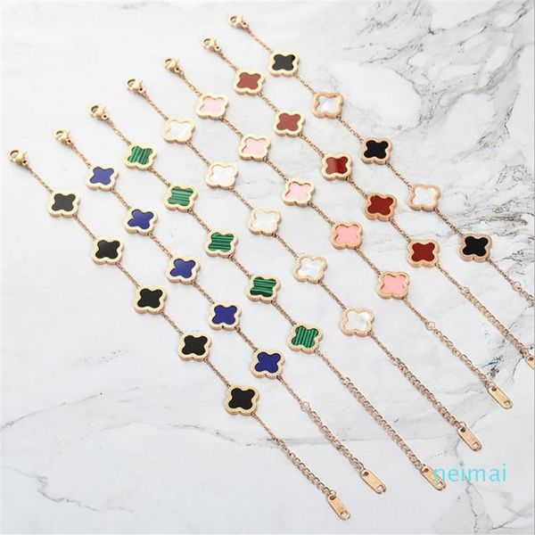 luxurious quality brand name flower with five flower nature stone pendant bracelet with rhombus clasp for women wedding gift282s, Golden;silver
luxurious quality brand name flower with five flower nature stone pendant bracelet with rhombus clasp for women wedding gift282s, Golden;silver