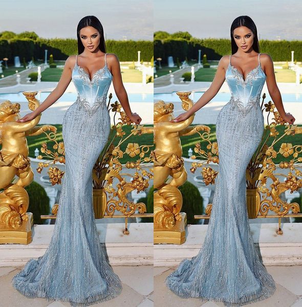 classic sky blue mermaid prom dresses spaghetti straps party dresses lace sleeveless crystals custom made evening dress, Black;red
classic sky blue mermaid prom dresses spaghetti straps party dresses lace sleeveless crystals custom made evening dress, Black;red