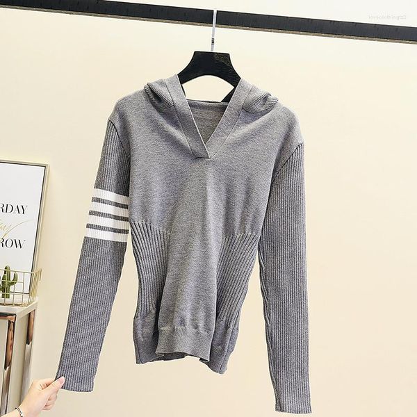 women's sweaters 2022 autumn and winter hooded knit sweater tide stripe slim all-match waist long-sleeved women's jacket, White;black
women's sweaters 2022 autumn and winter hooded knit sweater tide stripe slim all-match waist long-sleeved women's jacket, White;black