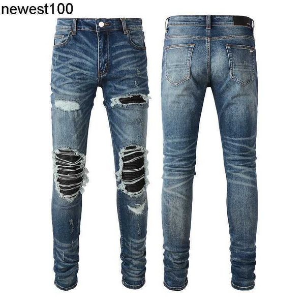 men's jeans amirs designer pleated wrinkled jeans knee patch slim fit small feet perforated jeans male, Blue
men's jeans amirs designer pleated wrinkled jeans knee patch slim fit small feet perforated jeans male, Blue