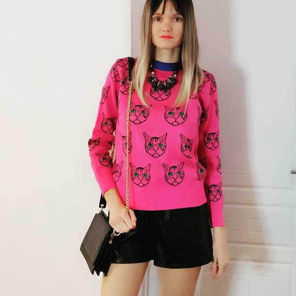 women's knits tees runway designer cat print knitted sweaters pullovers women autumn winter long sleeve harajuku sweet jumper t221012, White
women's knits tees runway designer cat print knitted sweaters pullovers women autumn winter long sleeve harajuku sweet jumper t221012, White