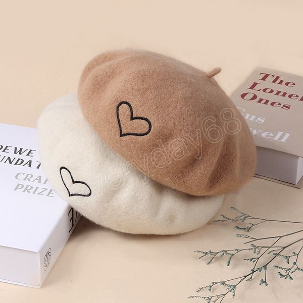 winter women beret hat heart embroidery wool hats fur solid color cute elegant winter women's cap, Blue;gray
winter women beret hat heart embroidery wool hats fur solid color cute elegant winter women's cap, Blue;gray